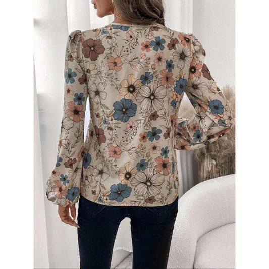 Skjorte med blomsterprint og revers til kvinder – elegant