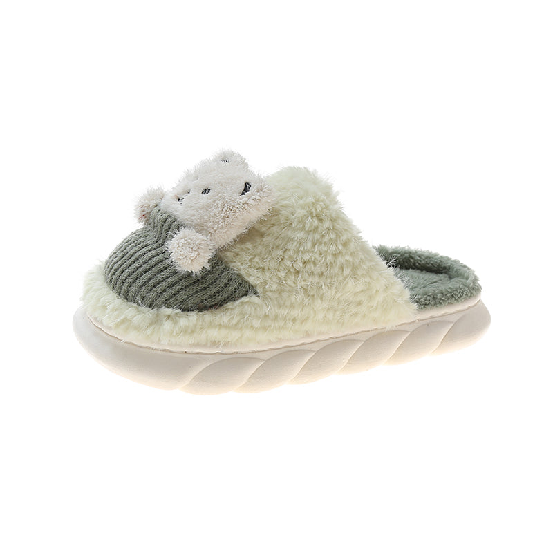 Female Cute Cartoon Baotou Indoor Woolen Cotton Slippers