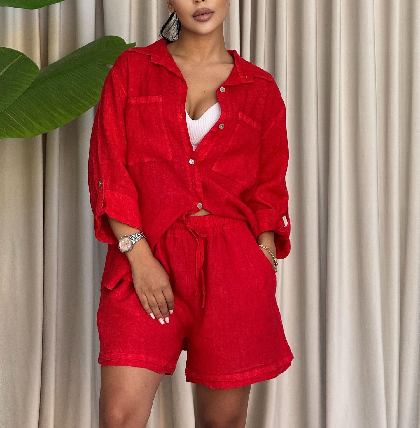 AutumnWinter Long Sleeve Shirt And Loose Pants Two Piece Set