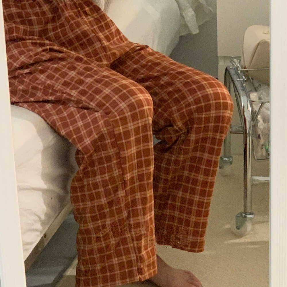 Lazy Feeling Filled With Casual Dirty Orange Checkered Pants