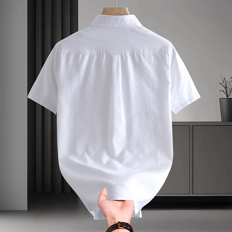 Short-sleeved Shirt Men's High Cotton Light Luxury Artistic Solid Color