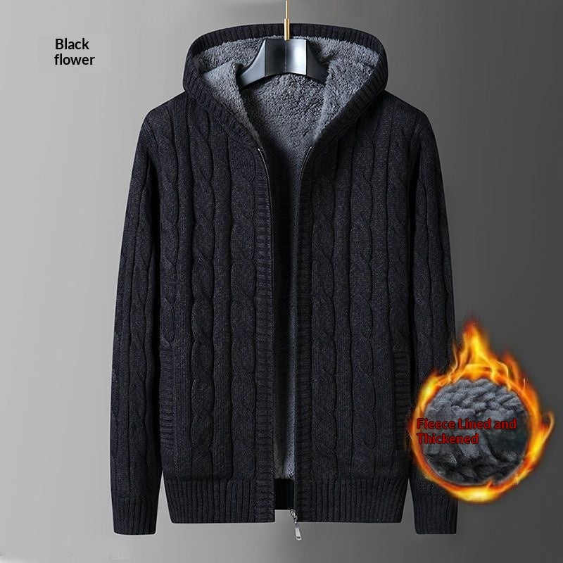 Loose Hooded Knit Men's Sweater Coat