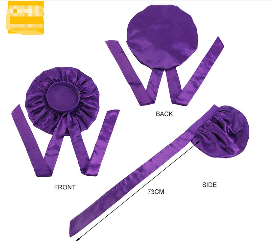 Women's Shower Hair Care Solid Color Lace-up Large Round Hat