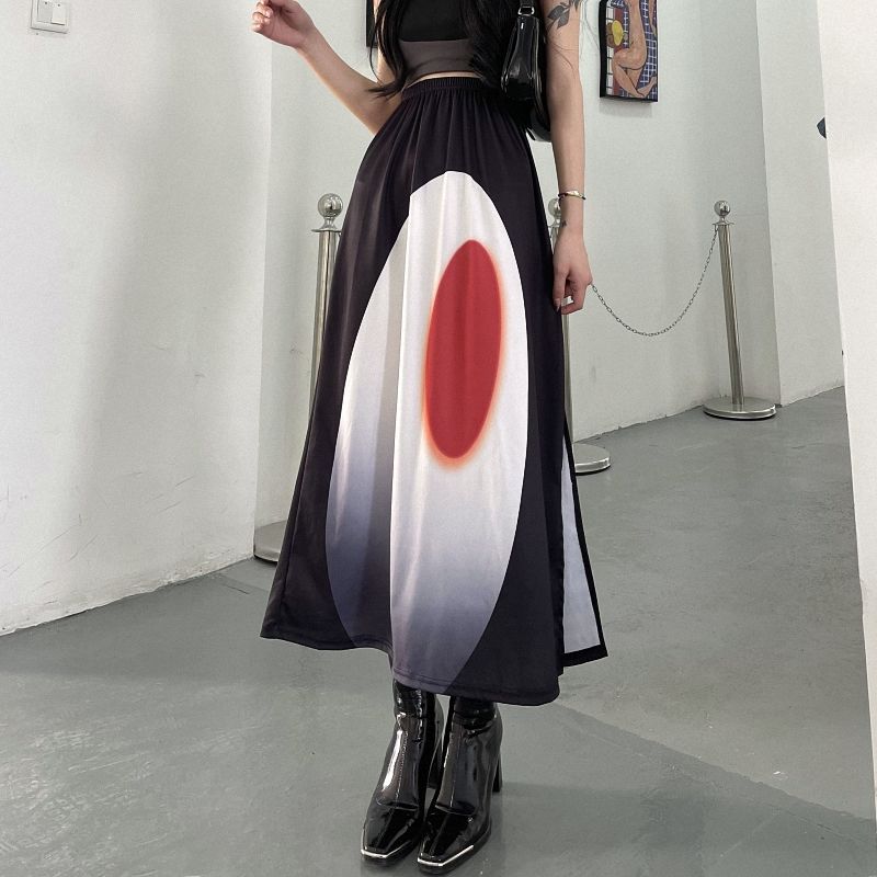 Women's Elastic Waist Split Skirt Casual A- Line Dress