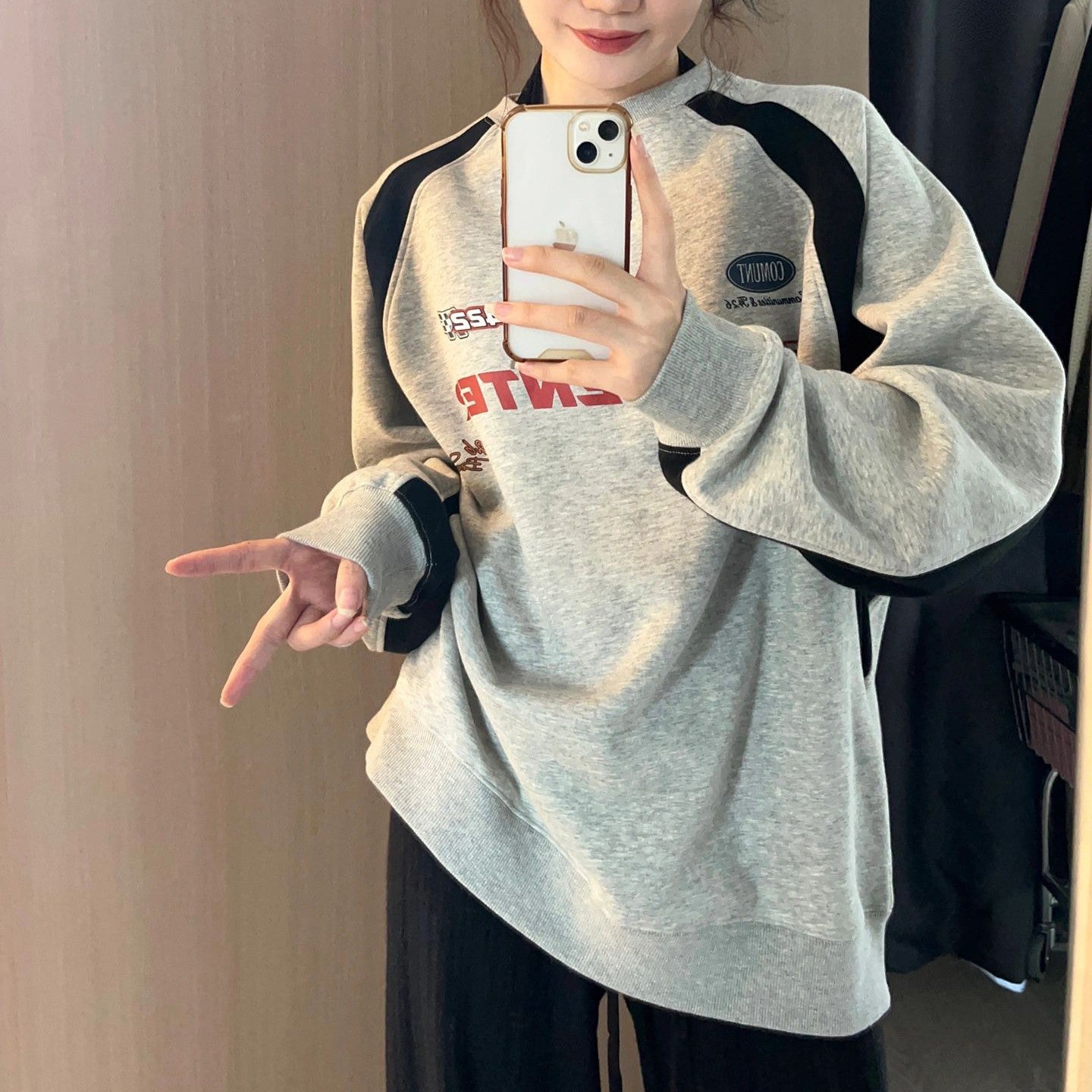 Kraftig løs all-match crew neck-frakke-sweater