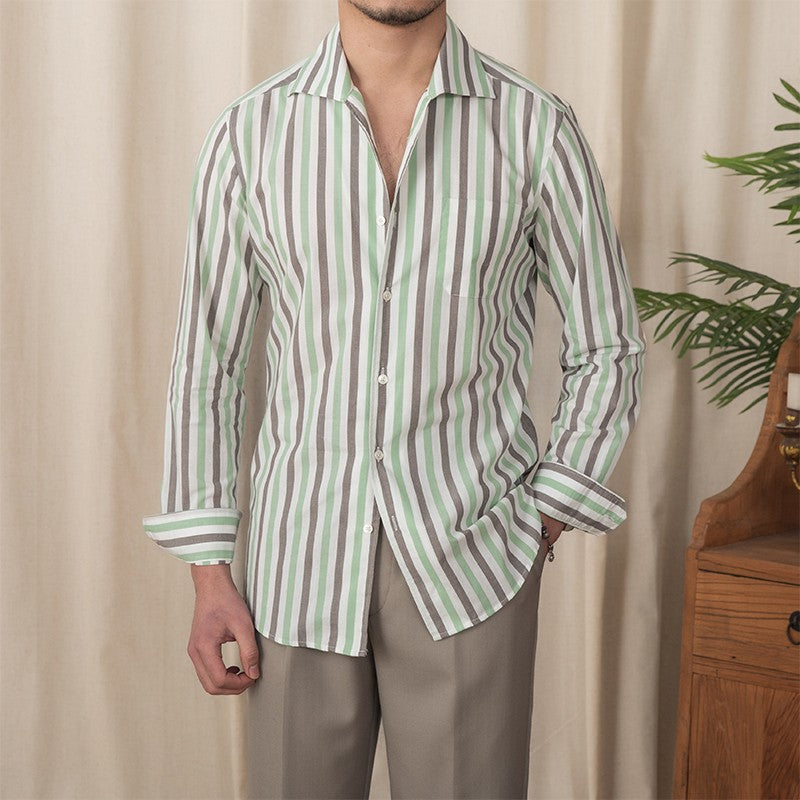 Men's Business Casual Cotton Striped Shirt