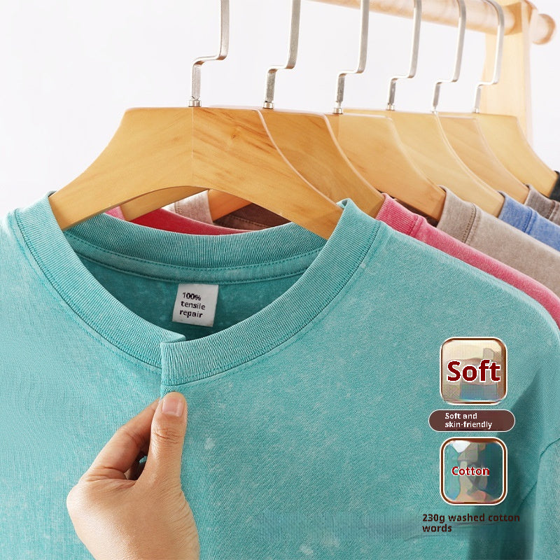 Washed Old Short-sleeved T-shirt For Men And Women