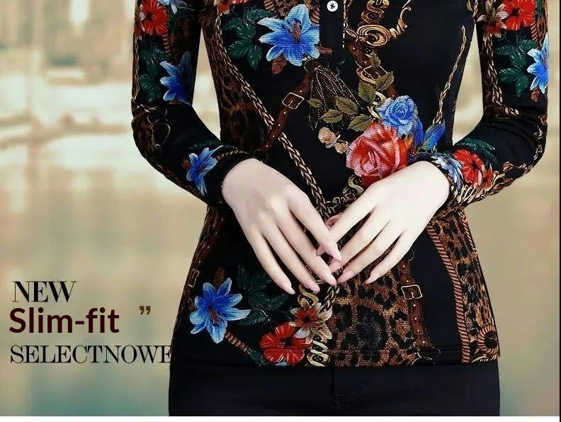 Women's Fleece-Lined Turtleneck Long-Sleeve Slim-Fit Warm Top