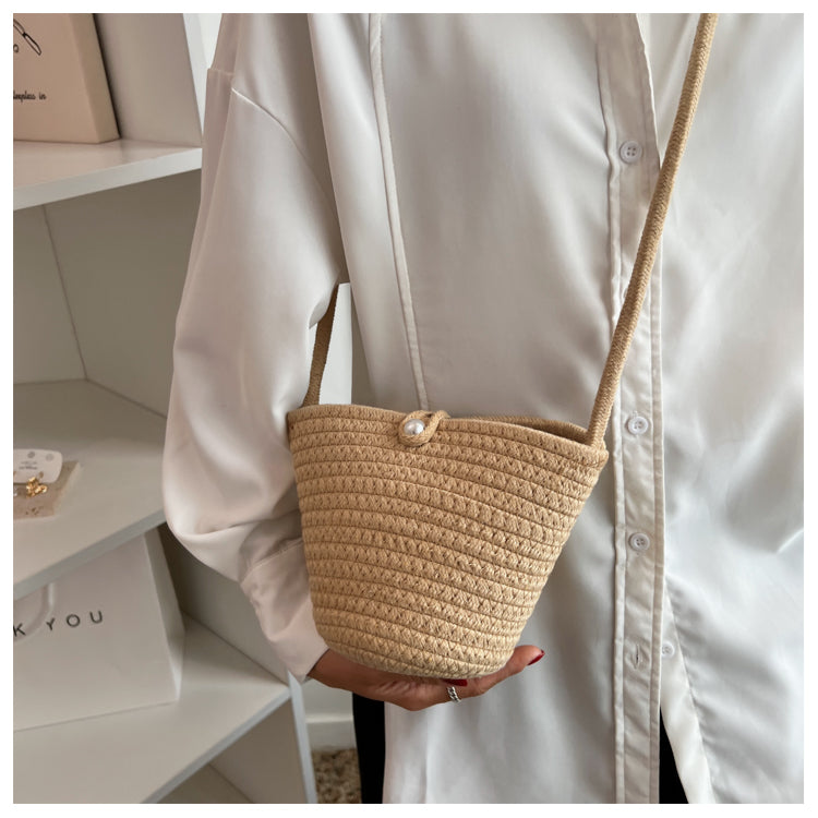 Women's Temperament Fashion Cotton Thread Woven Bag