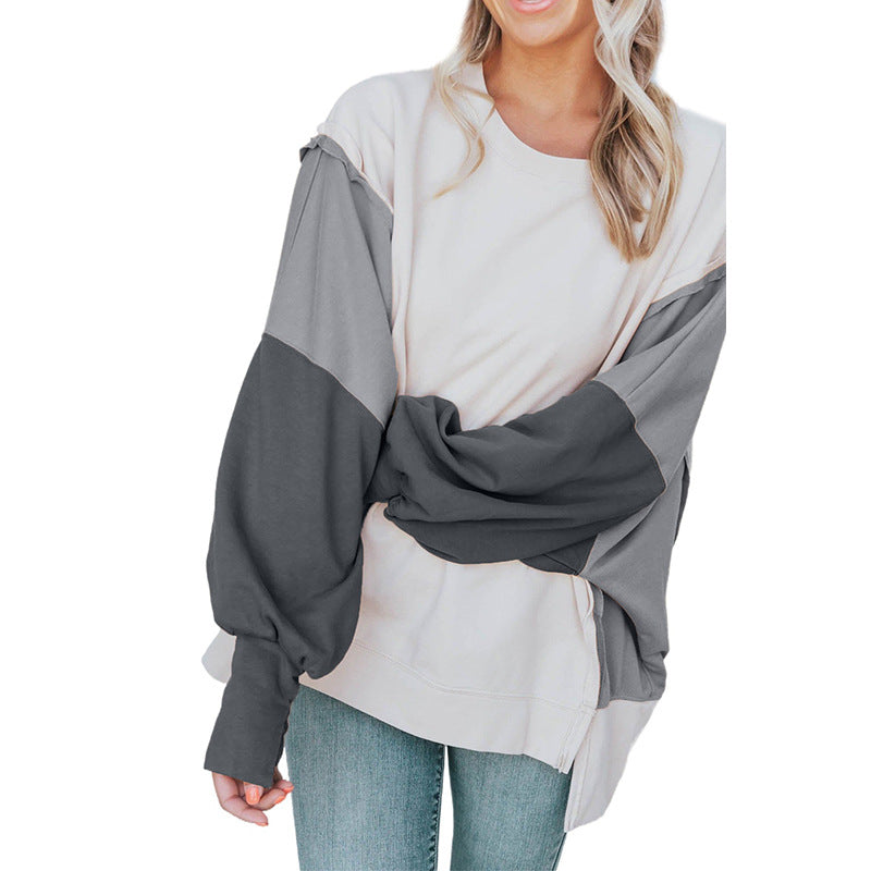 Ladies New Color Matching Long-sleeved Sweater