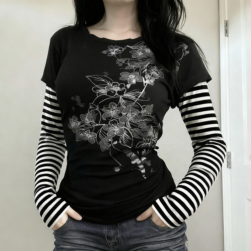Dame To-i-én Stribet Langærmet Casual Top