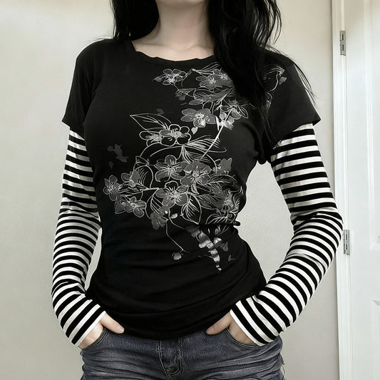 Dame To-i-én Stribet Langærmet Casual Top