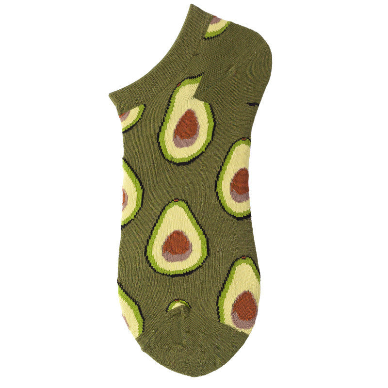 Women's Shallow Mouth Oil Painting Avocado Socks