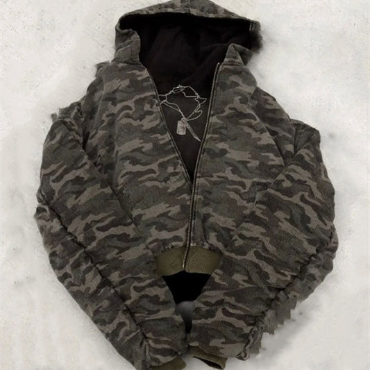 Fashionable American retro y2k brown jacket versat