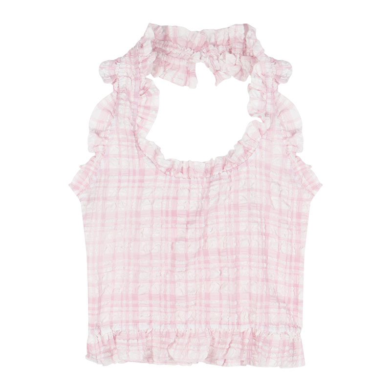 Pure Desire Halter Neck Camisole Women's Plaid Sexy