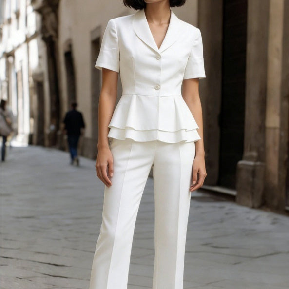 New Solid-color Short-sleeve Blazer Two-piece Set
