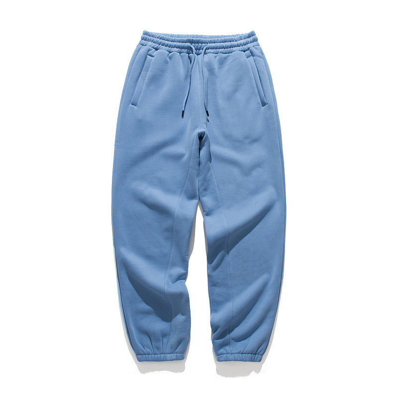 Plus Fleece Clean Color Pinched Foot Drawstring Sweatpants