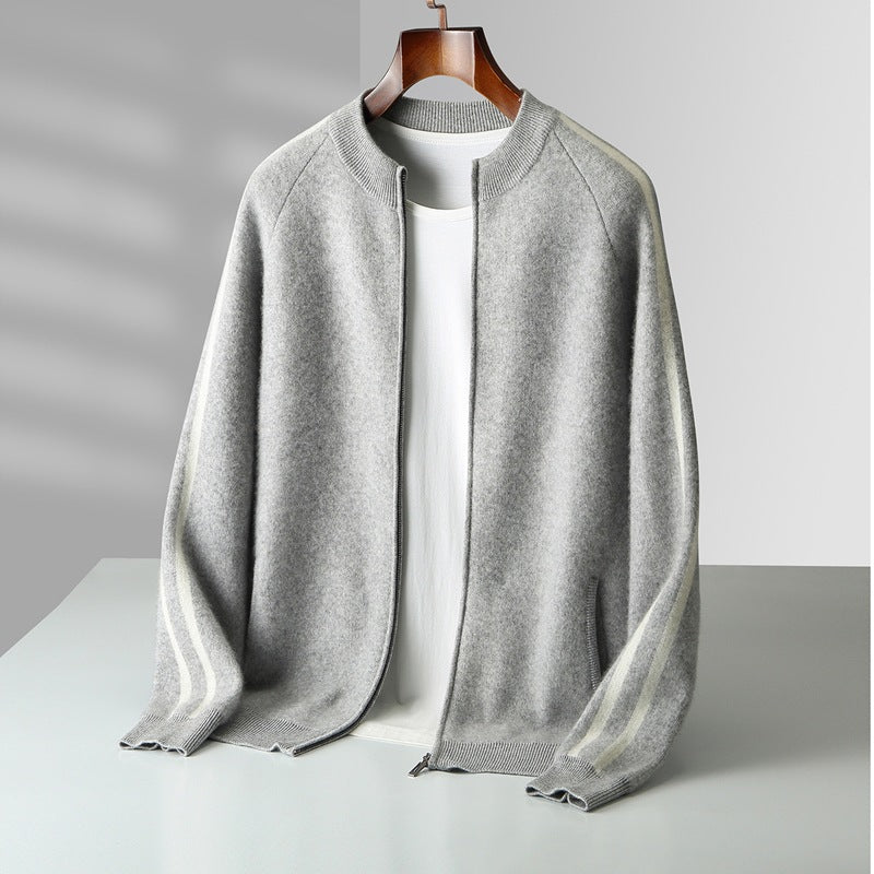 Moderigtig All-match Casual Ulden Sweater Fire Flade Luftlag Tykkere Halv Rullekrave Ren Uld Cardigan