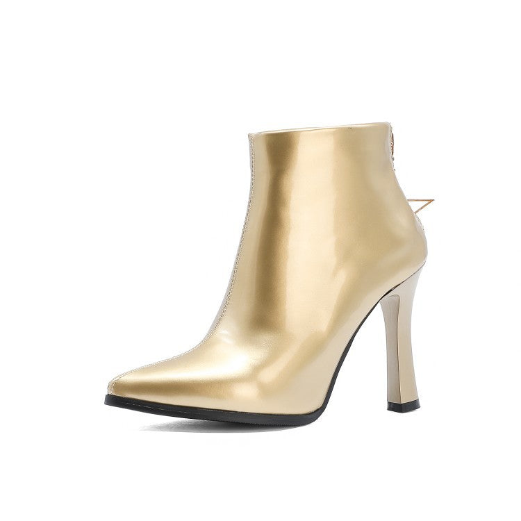 Patent Leather Pointed High Heel Fashion Women's Boots