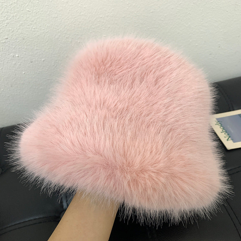 Plush Cold-proof Mink Fur Bucket Hat Warm