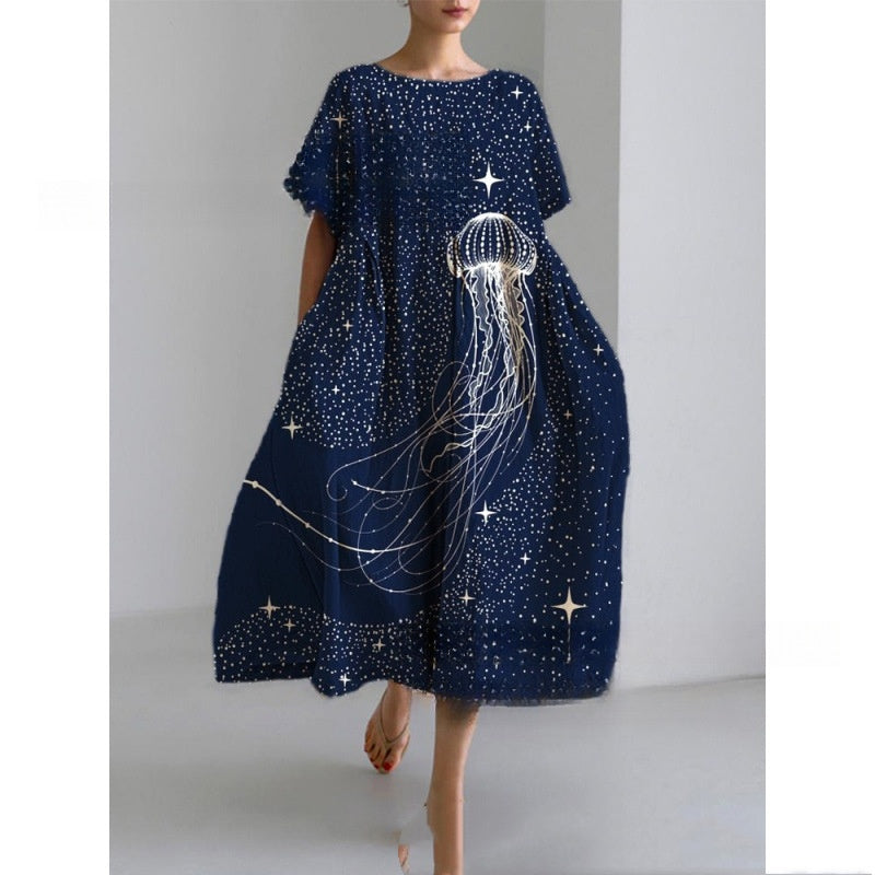 Springsummer Stylish Loose-fitting Casual Short-sleeve Dress