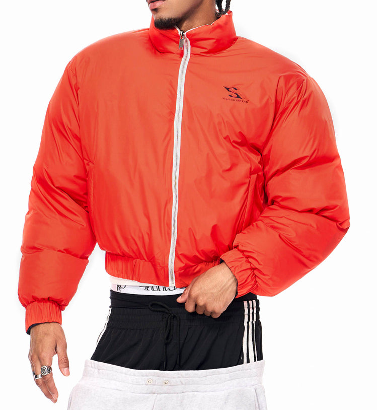 Mens Padded Quilted Puffer Jacket With A Printed Design