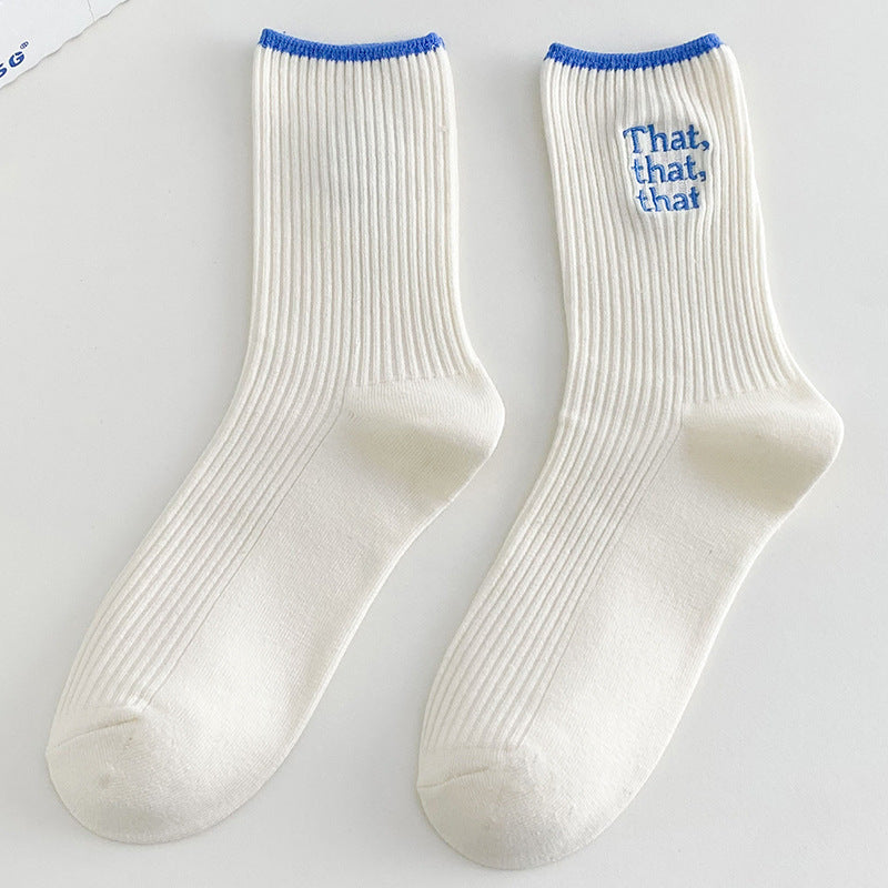 New Women's Cute Letter Embroidery Socks