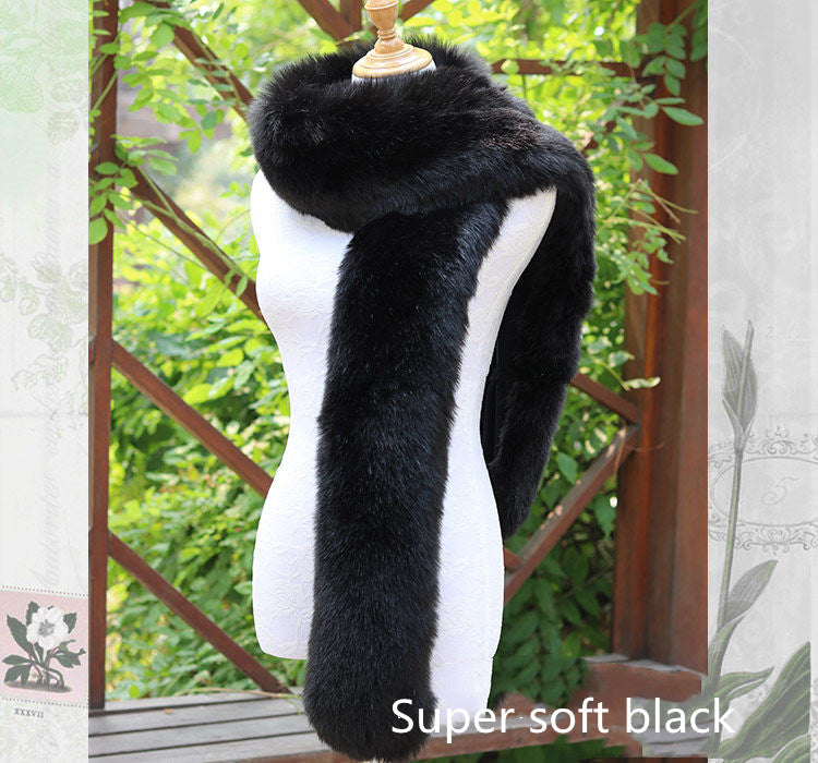Faux Fox Fur Scarf And Fur Long Women Winter