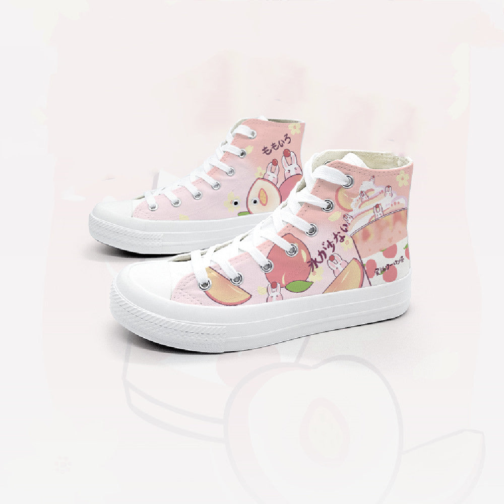 Japanese Women's High Top Two-dimensional Canvas Shoes