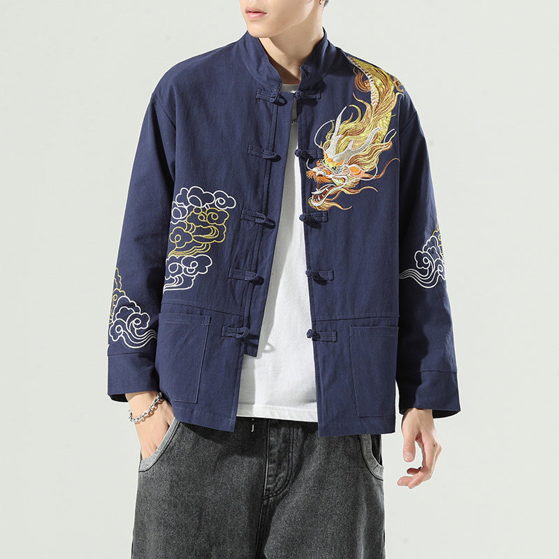 Men's Casual Embroidered Long Sleeve Jacket