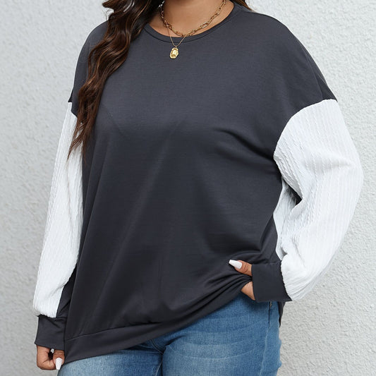 Behagelig Casual og Alsidig Sweatshirt i Plus Size med Kontrastfarver