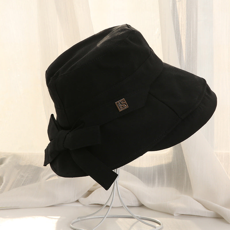 Cotton And Linen Solid Color Foldable Female Basin Hat