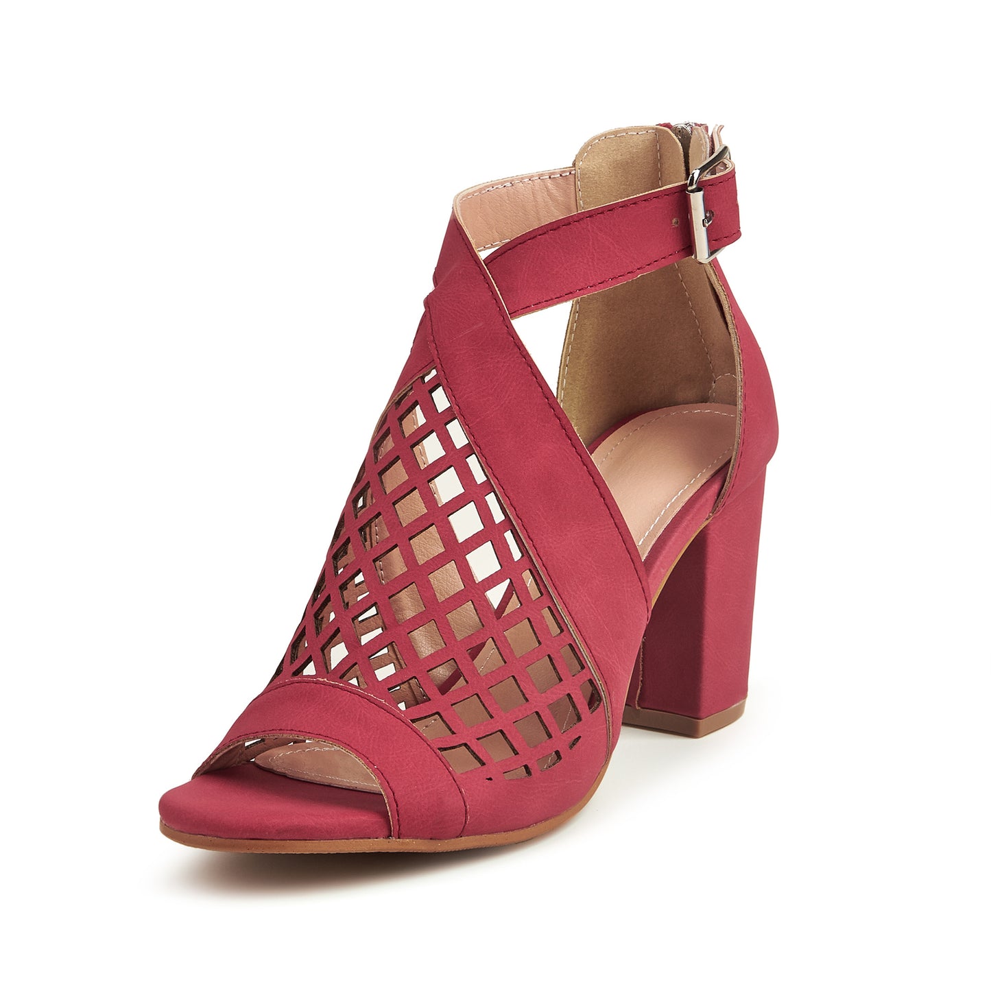 Women's Chunky High Heel Hollow Buckle Roman Shoes