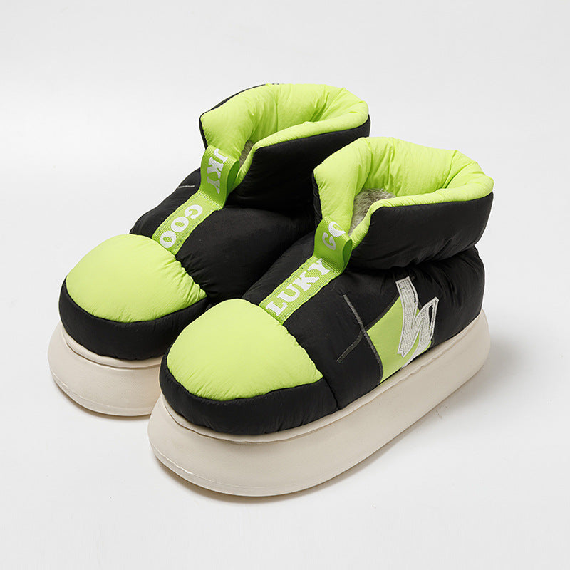 Heel Wrapped Cotton Slippers Women's Plush Warm Thick Soles Are Anti-skid