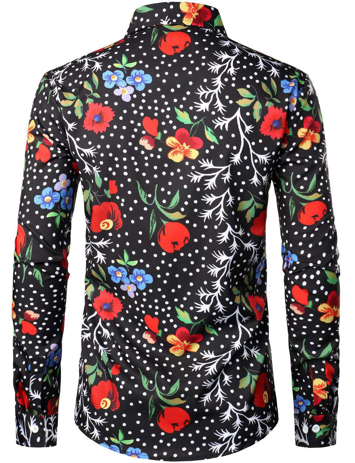 Fashion 3D Rose Printing Men's Long Shirt
