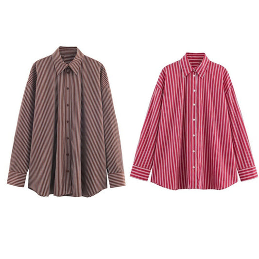 Women's Striped Loose Long Sleeve Shirt