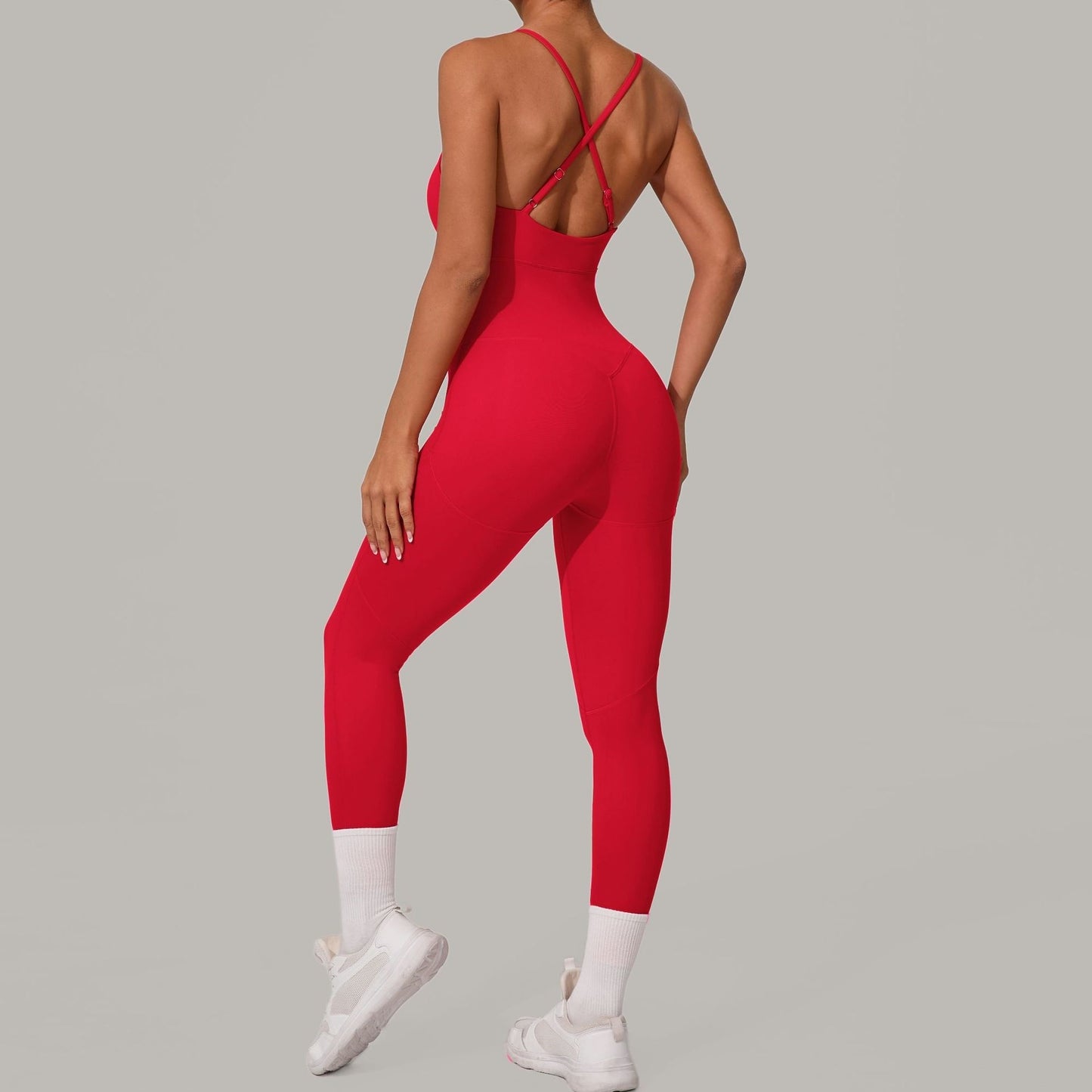 Women's Solid Color Casual Cross Back Summer Jumpsuit