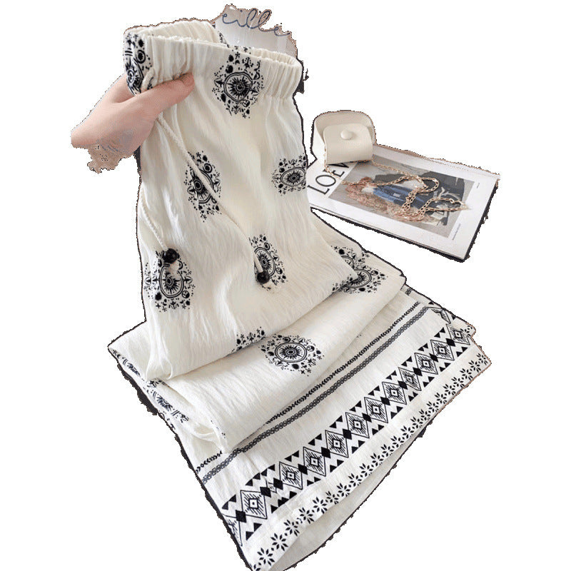Bohemian-style Linen Wide-leg Pants For Women Perfect For Summer