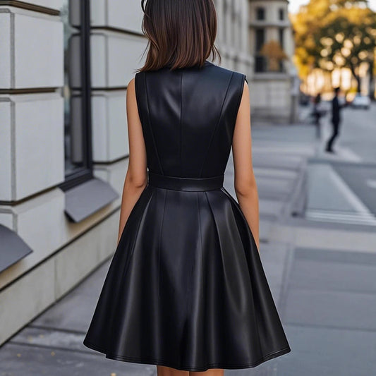 New Stylish French-style Sleeveless Waist-cinching Dress