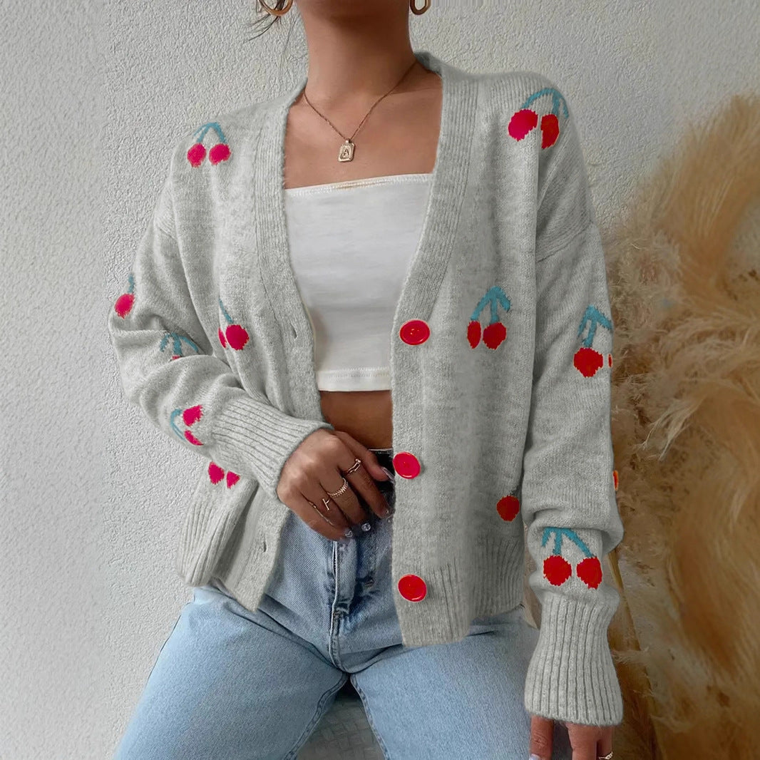 Loose Design Button Details Sweet Sweater Women
