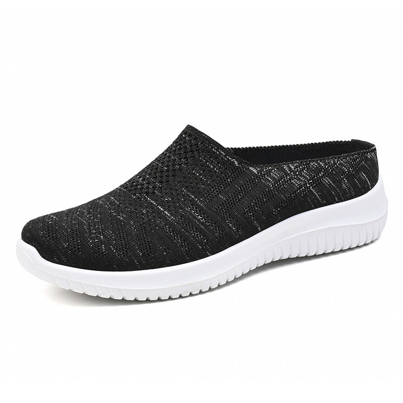 Plus Size Toe Cap Semi Slipper Breathable Soft Bottom Casual Mom Shoes Outdoor Slippers