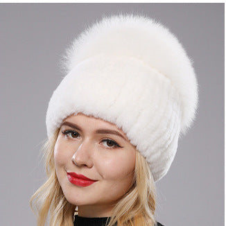 Womens Warmth-Retaining Rex Rabbit Fur Winter Hat