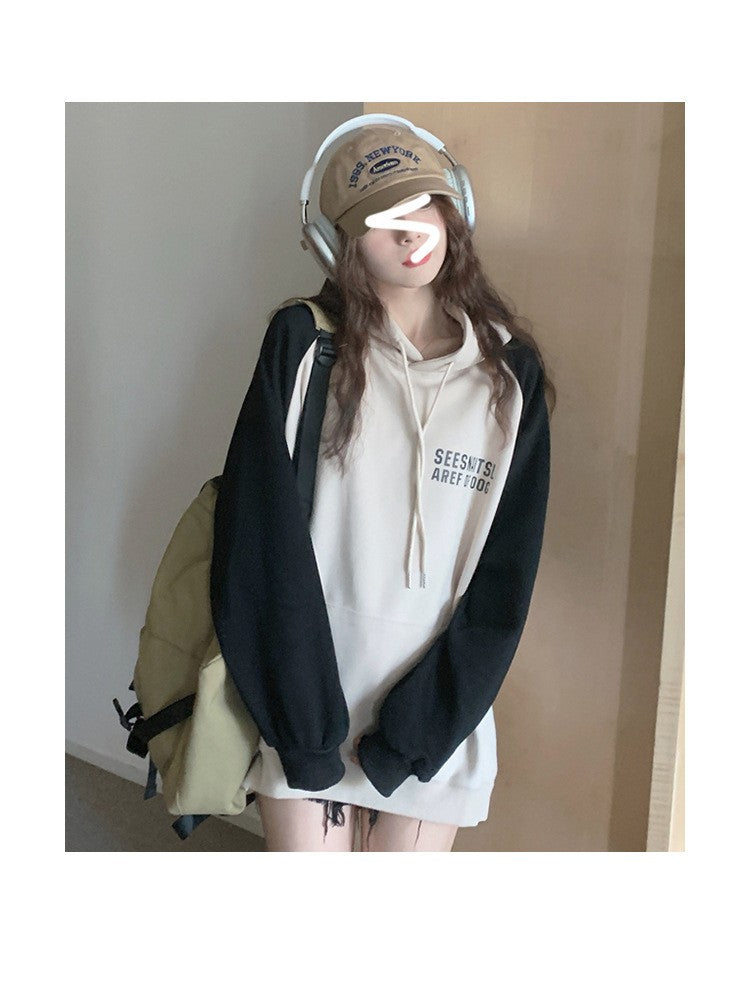 Farveblok Hoodie Dame Forår Og Efterår