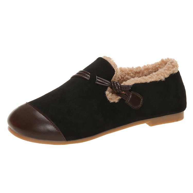 Color Soft Fur And Velvet Cotton Shoes