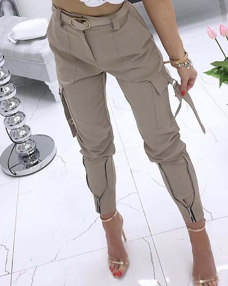 Cross-Border New Product Amazon Wish Casual Pants Waist Elastic High Waist Women's Trousers Solid Color Overalls