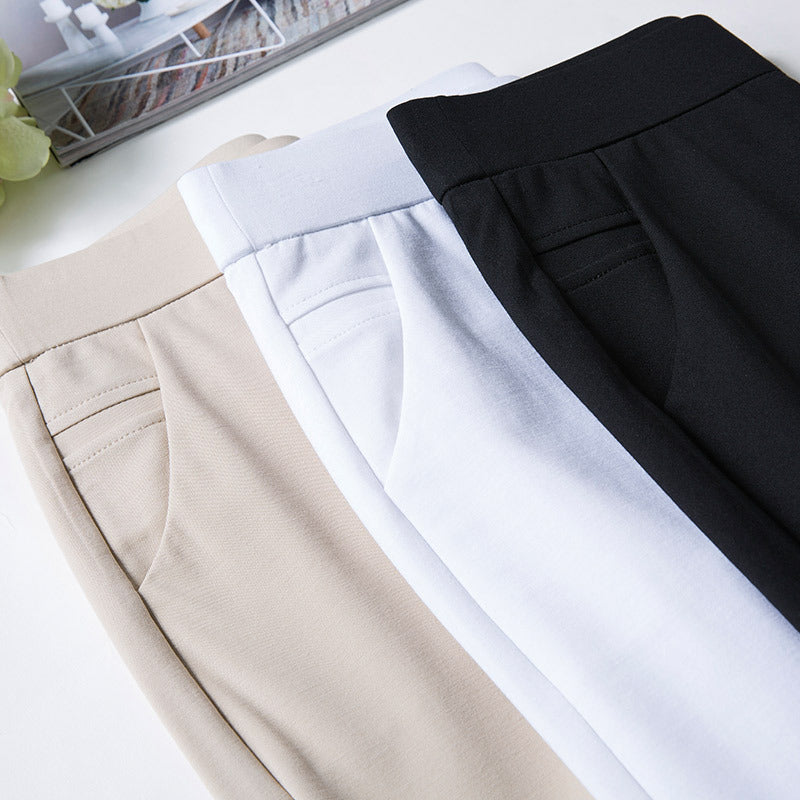 High Waist Slimming Straight Casual Plus Trousers