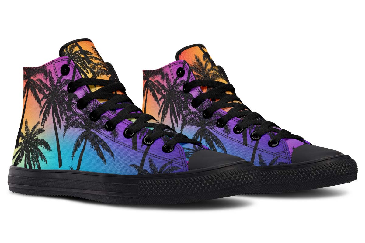 Men's And Women's Fashion Color Printing High-top Canvas Shoes