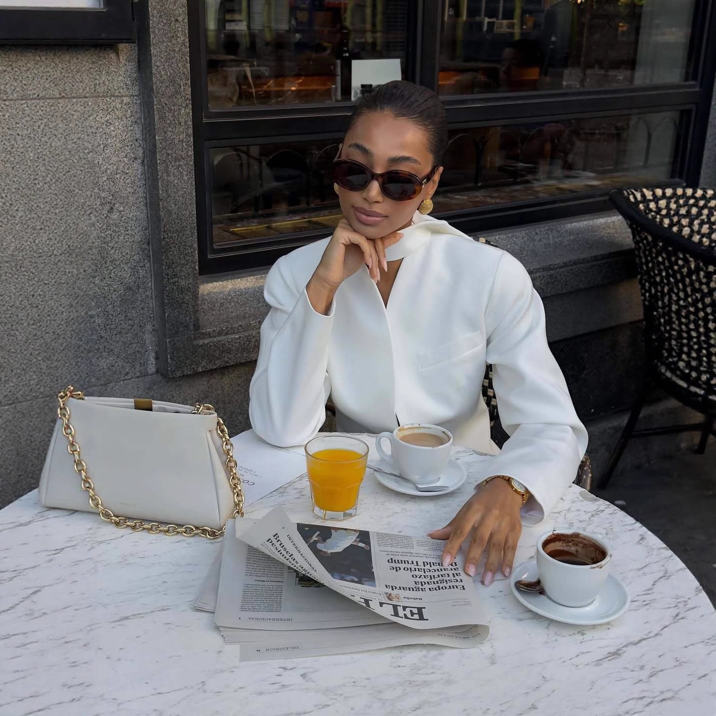 Long-sleeve Jacket And Loose Wide-leg Pants Set