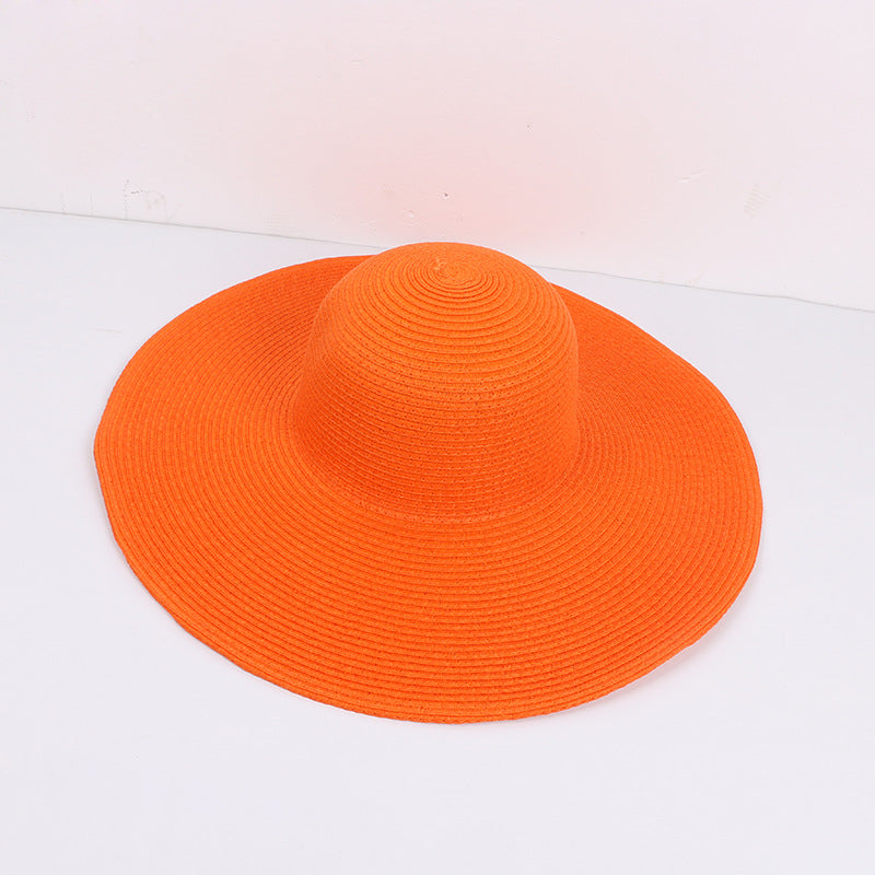 Women's Outdoor Large Brim Solid Color Straw Hat
