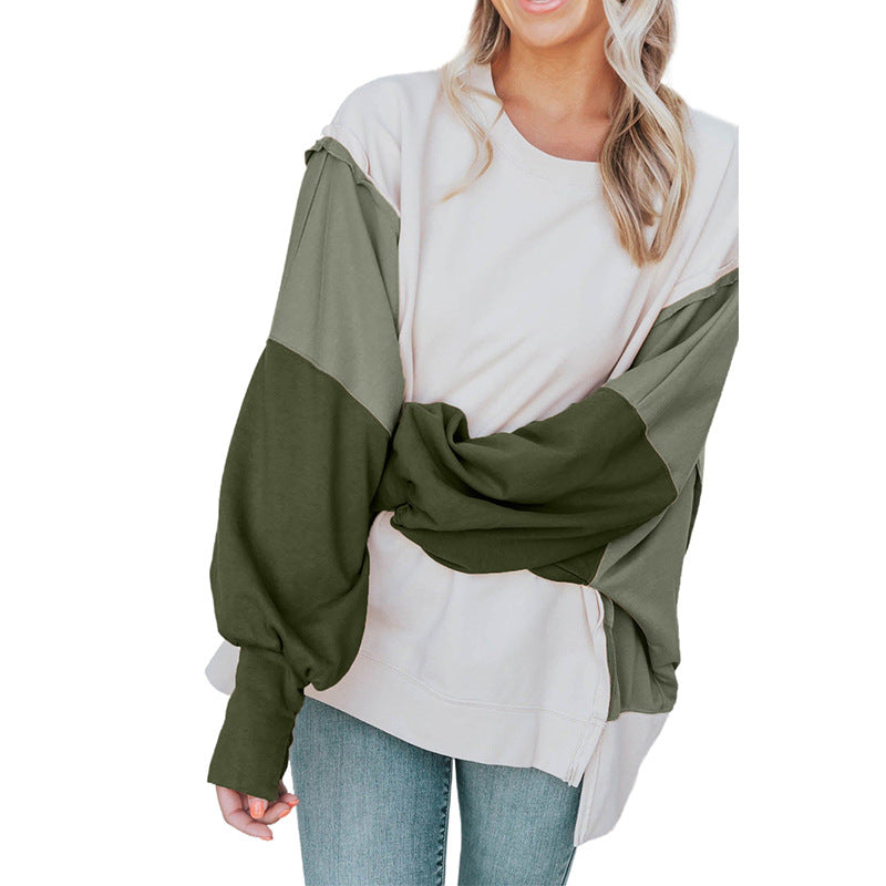 Ladies New Color Matching Long-sleeved Sweater